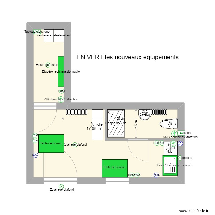 loge val d 'eau bourde. Plan de 1 pièce et 18 m2