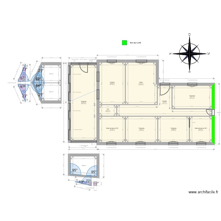 ML24001905. Plan de 19 pièces et 185 m2