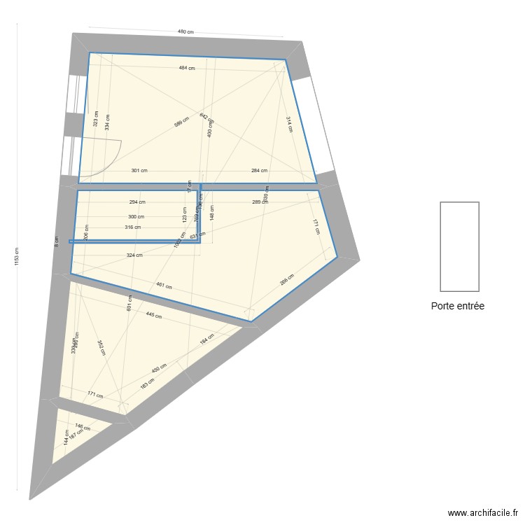 RDCh 5. Plan de 3 pièces et 43 m2
