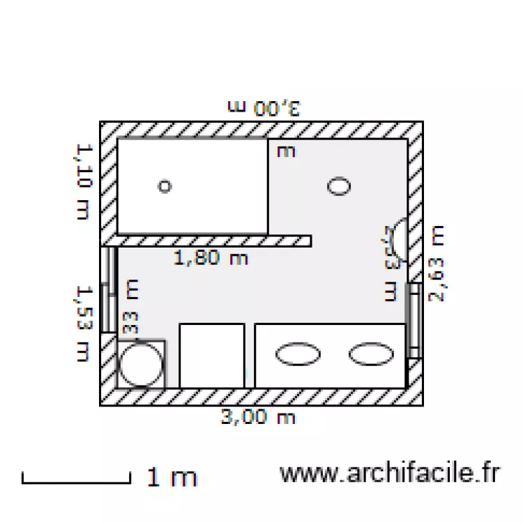 Salle de bain. Plan de 