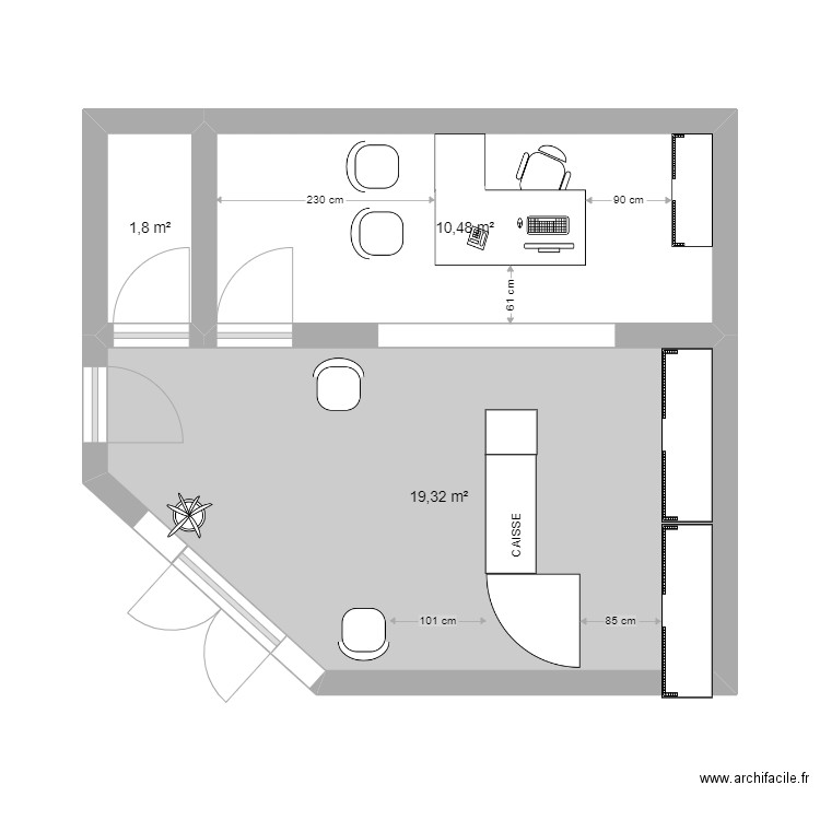 LA MADELEINE CTA. Plan de 3 pièces et 32 m2