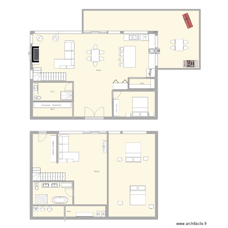 rez-de-chaussé - Chantal. Plan de 7 pièces et 244 m2