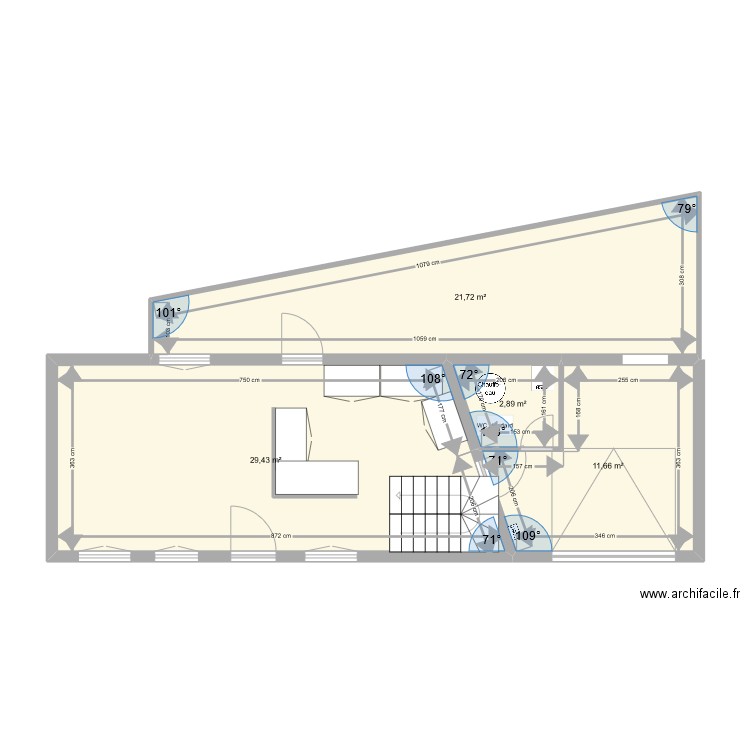 RDC VILLERVILLE. Plan de 4 pièces et 66 m2