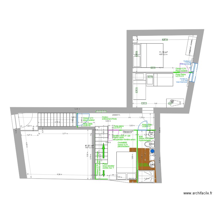 1 ER ÉTAGE MODIF CLOISON. Plan de 0 pièce et 0 m2