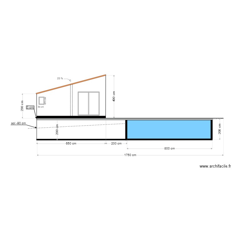 Plan de coupe Est Térassier. Plan de 0 pièce et 0 m2