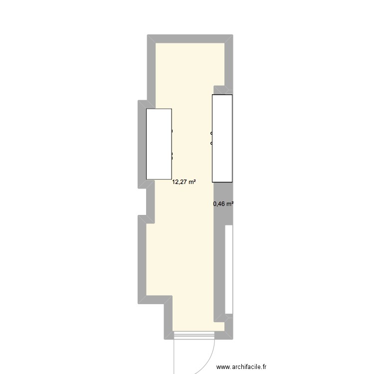 tirs. Plan de 2 pièces et 13 m2