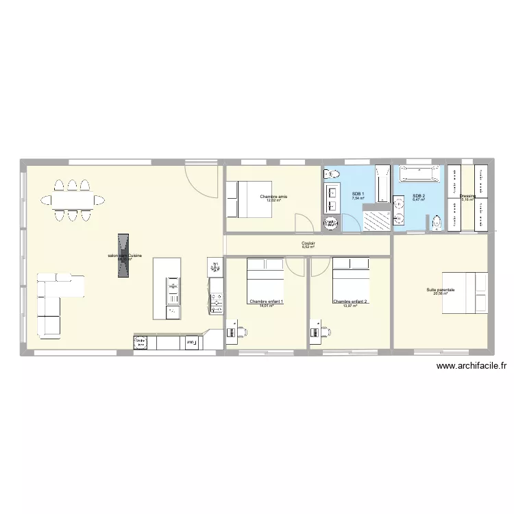 Maison sur pied MODERNE. Plan de 
