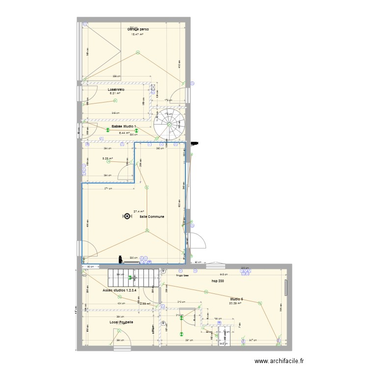 salle commune studio ELEC Z3 1401. Plan de 0 pièce et 0 m2