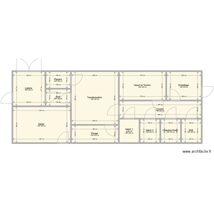 Dourbie. Plan de 13 pièces et 84 m2