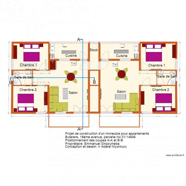 musalac coupes. Plan de 13 pièces et 126 m2