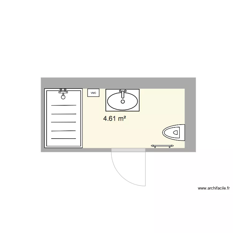Salle de bain V1 douche 140x90. Plan de 