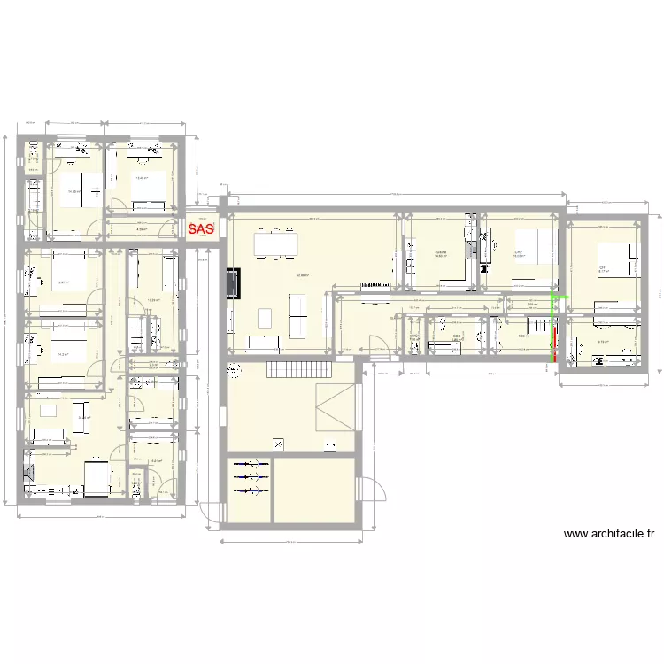 maisn 4 ch appartement  2 gd ch. Plan de 