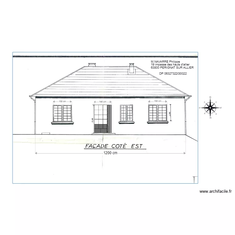 façade EST avant travaux. Plan de façade EST avant travaux. Plan de