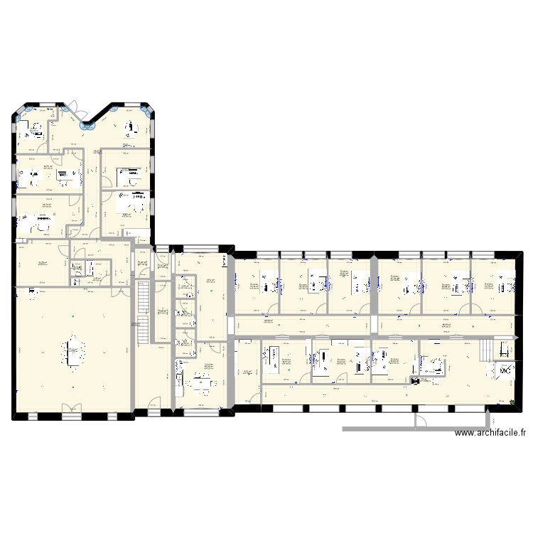 mairie. Plan de 31 pièces et 502 m2