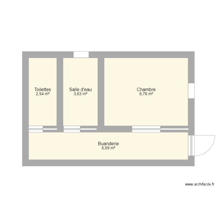 Extension. Plan de 4 pièces et 22 m2