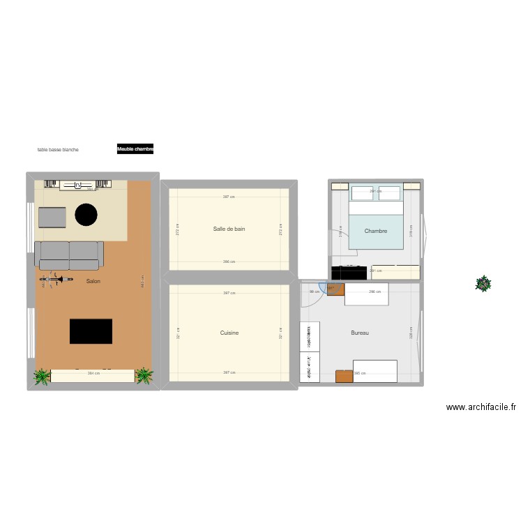 masiion . Plan de 5 pièces et 71 m2