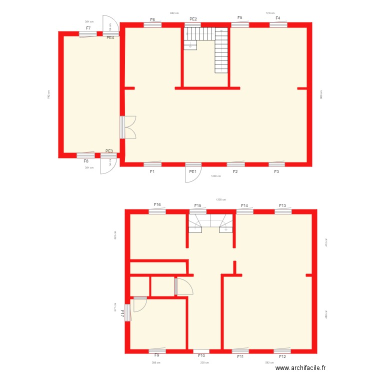 plan du presbytére RDC. Plan de 8 pièces et 212 m2