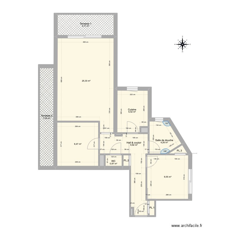 Mistral T3. Plan de 16 pièces et 81 m2