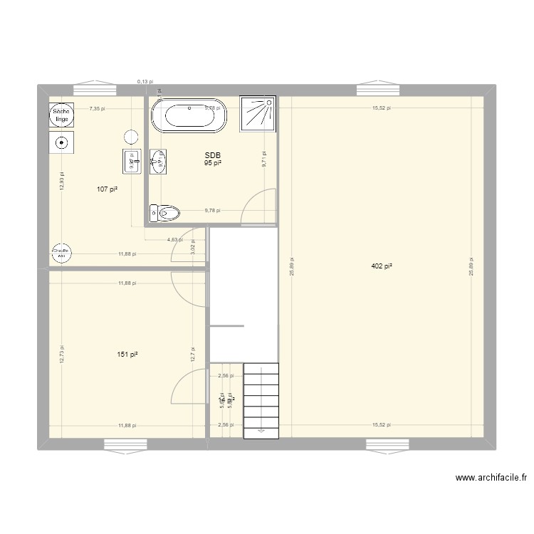 Sous-sol. Plan de 5 pièces et 71 m2