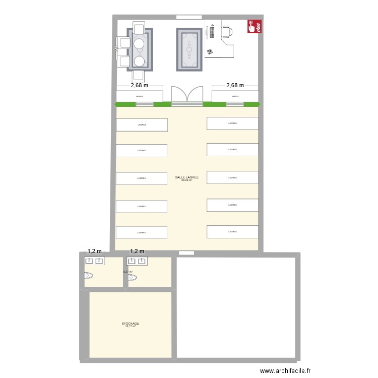 REST. Plan de 3 pièces et 95 m2