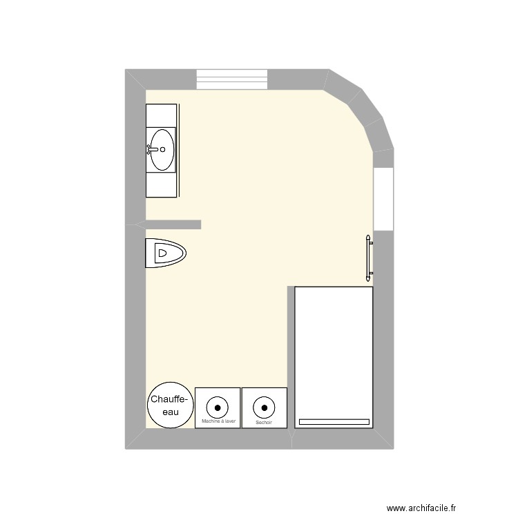 SDB Elise2. Plan de 1 pièce et 12 m2