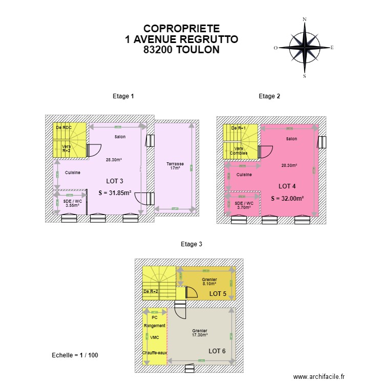 SCI LA GRIVOLEE ETAGE 1 2 ET COMBLES. Plan de 0 pièce et 0 m2