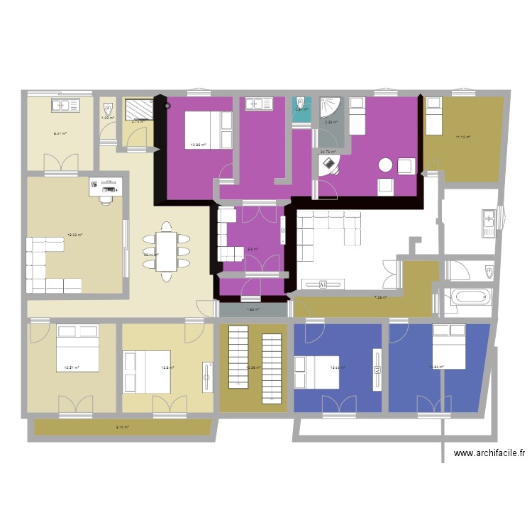3 appartements. Plan de 0 pièce et 0 m2