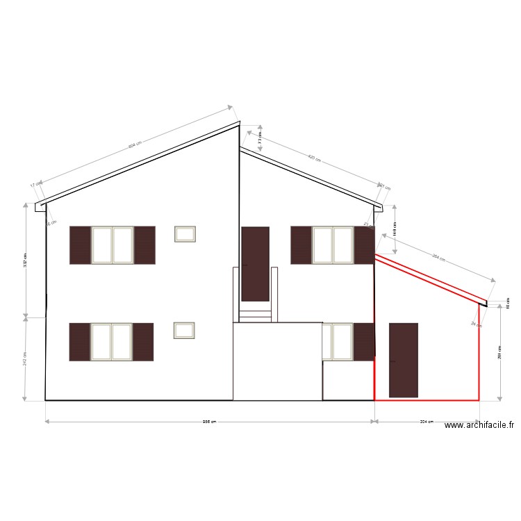 facade 4a new. Plan de 3 pièces et 74 m2