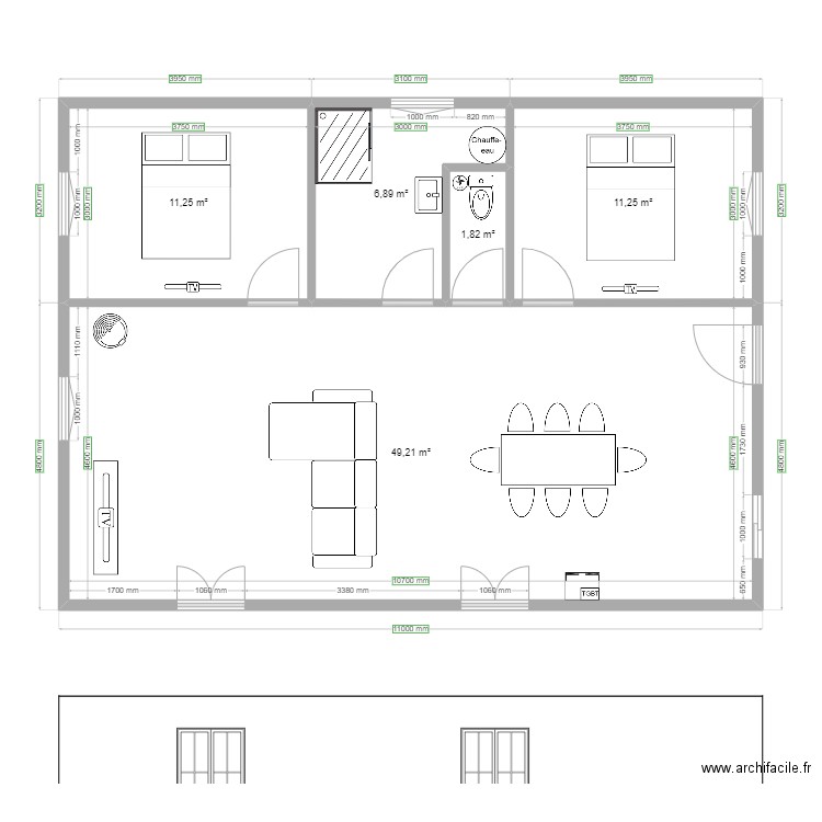Plan de maison 80m². Plan de 5 pièces et 80 m2