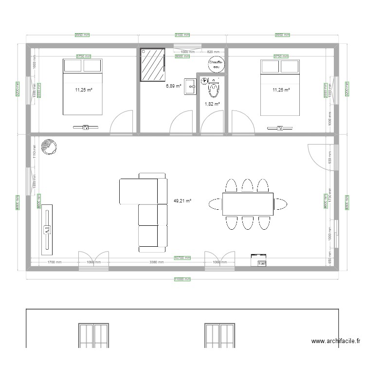 Plan de maison 80m². Plan de 5 pièces et 80 m2