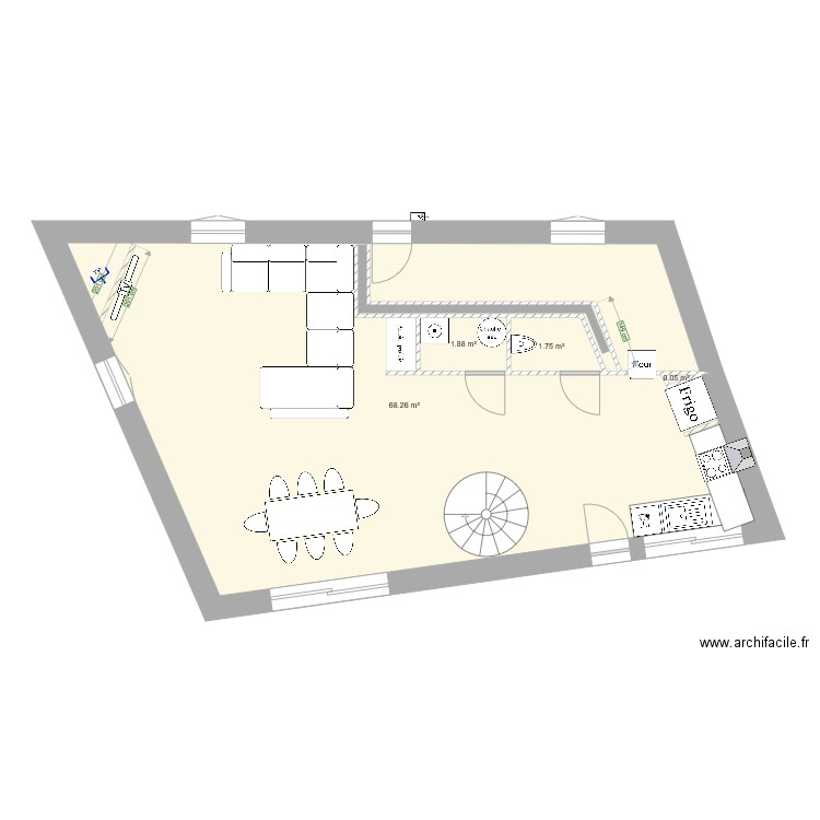 RDC maison meublé. Plan de 0 pièce et 0 m2