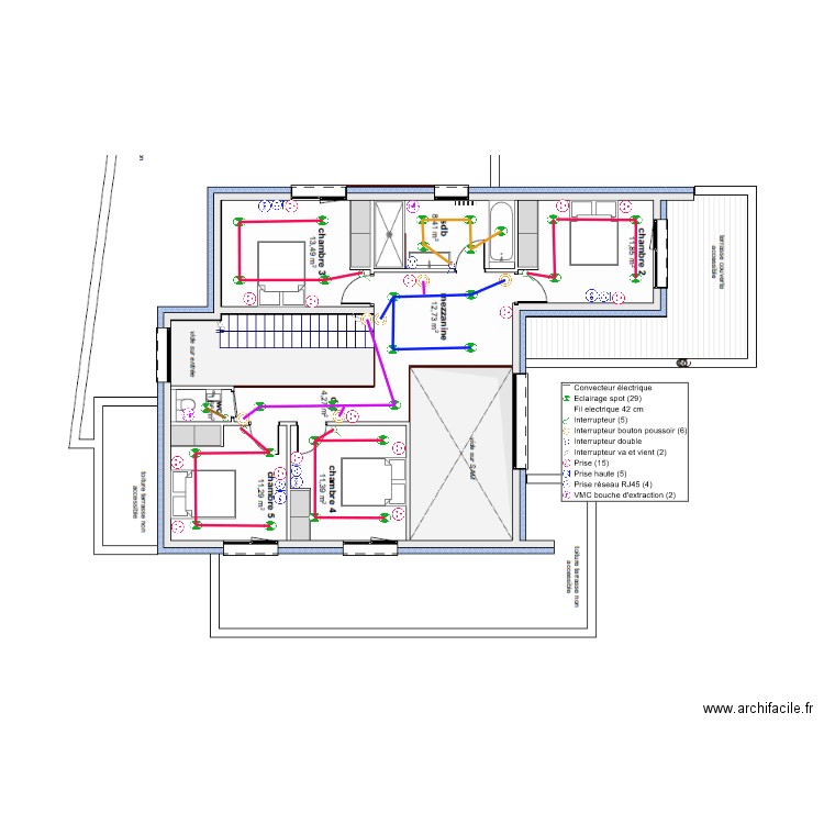 GONTHIER-PLAN ELEC-R+1. Plan de 0 pièce et 0 m2