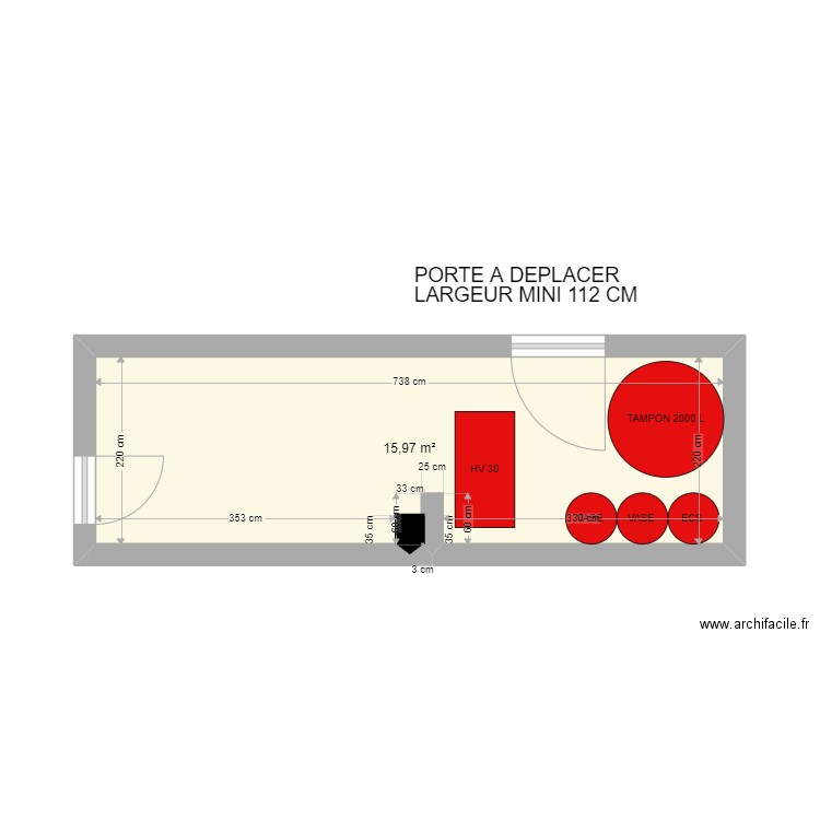 BIENSTMAN. Plan de 1 pièce et 16 m2