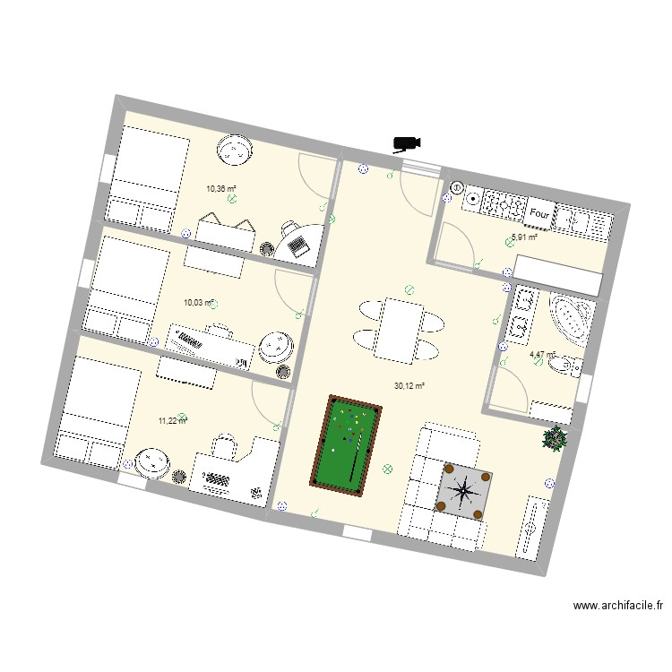 gera. Plan de 6 pièces et 72 m2