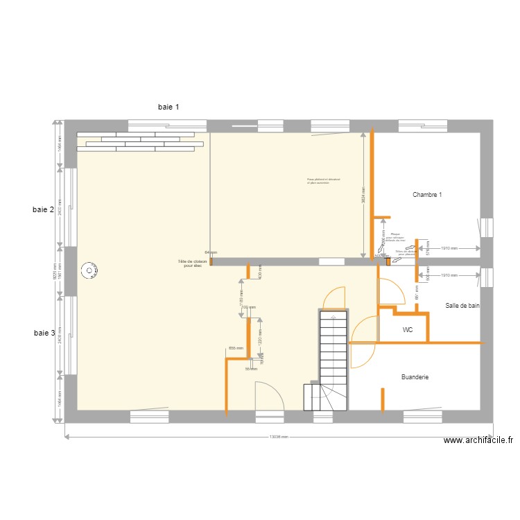 Calpinage parquet RDC. Plan de 0 pièce et 0 m2