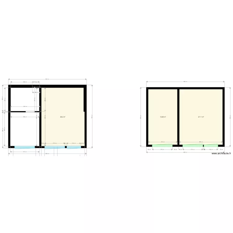 bandeaux sans 20cm poteau. Plan de 