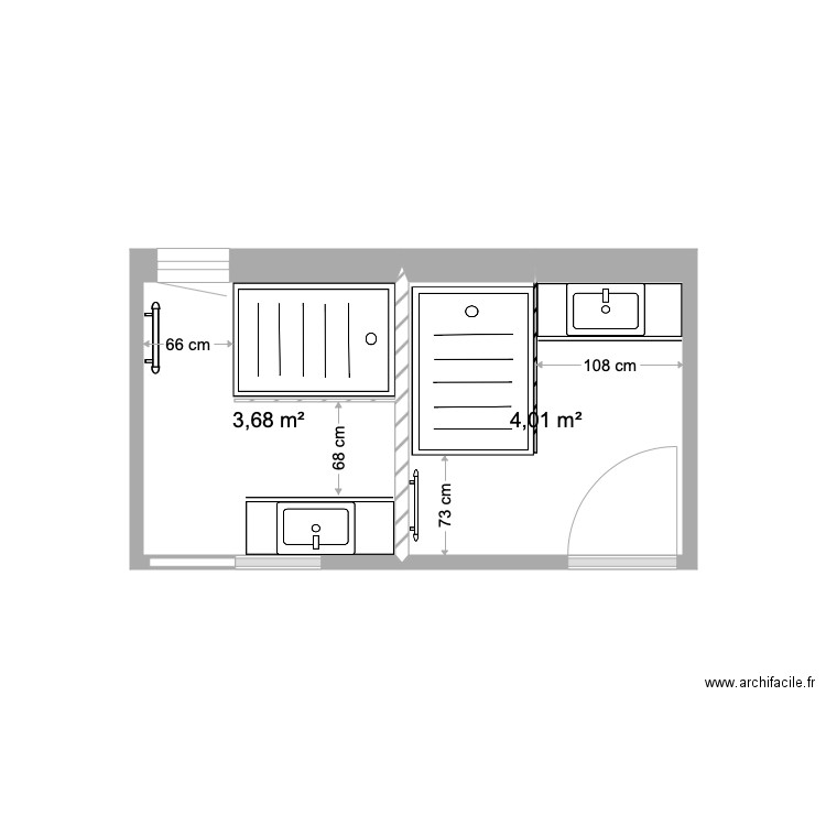 plan SB Regine JM2. Plan de 2 pièces et 8 m2