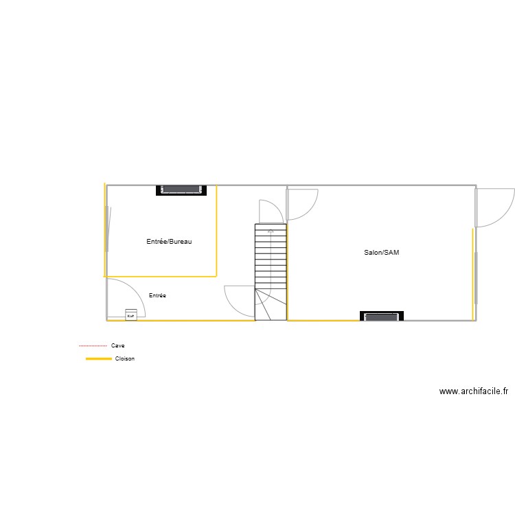 Plan Electrique 1. Plan de 2 pièces et 30 m2