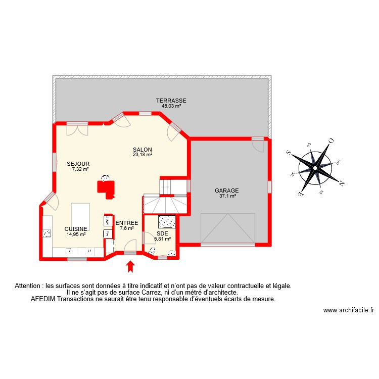 BI 10745 RDC. Plan de 9 pièces et 158 m2