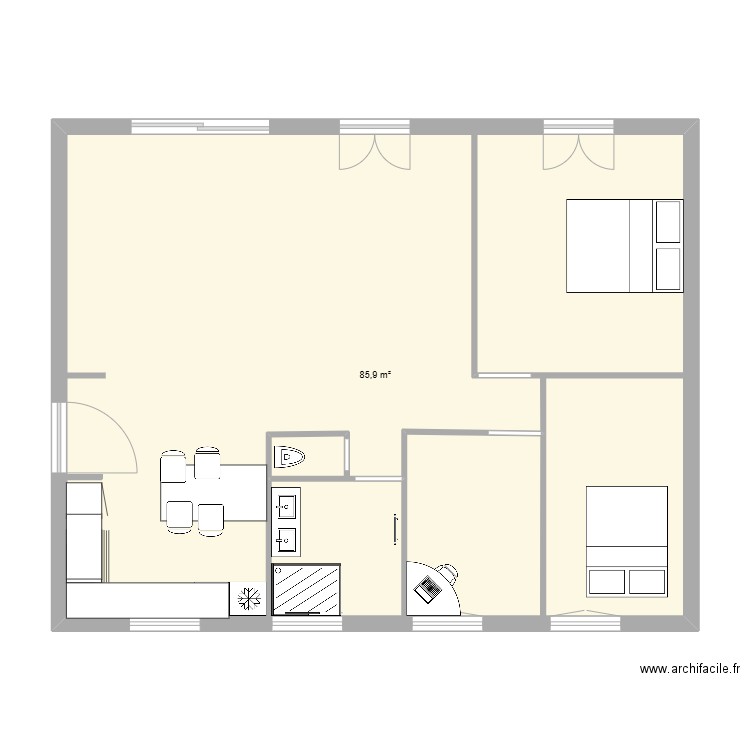 JMF. Plan de 1 pièce et 20 m2