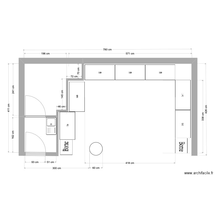 les casiers du port. Plan de 1 pièce et 5 m2