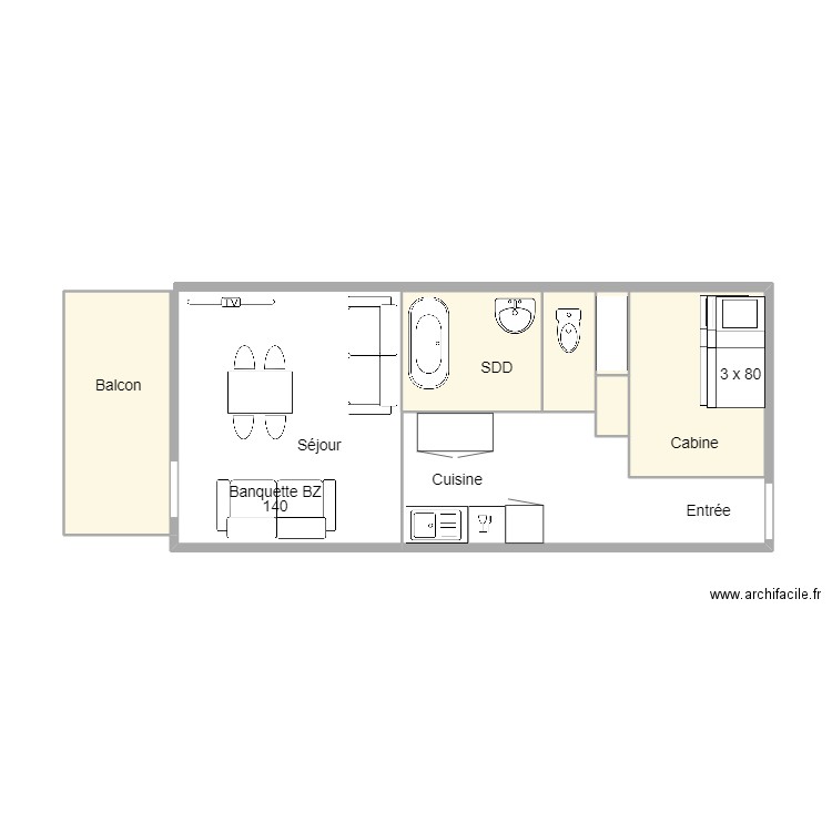 rpt006. Plan de 6 pièces et 20 m2