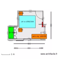 chambre lucarne corrig&eacute; et -40cm/ SDB - lit double
