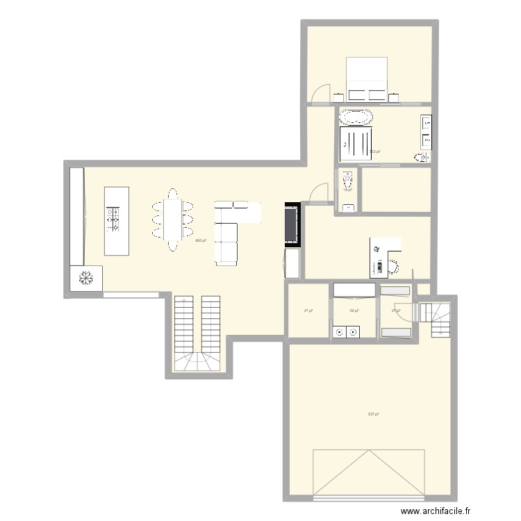 1er etage exemple. Plan de 7 pièces et 190 m2