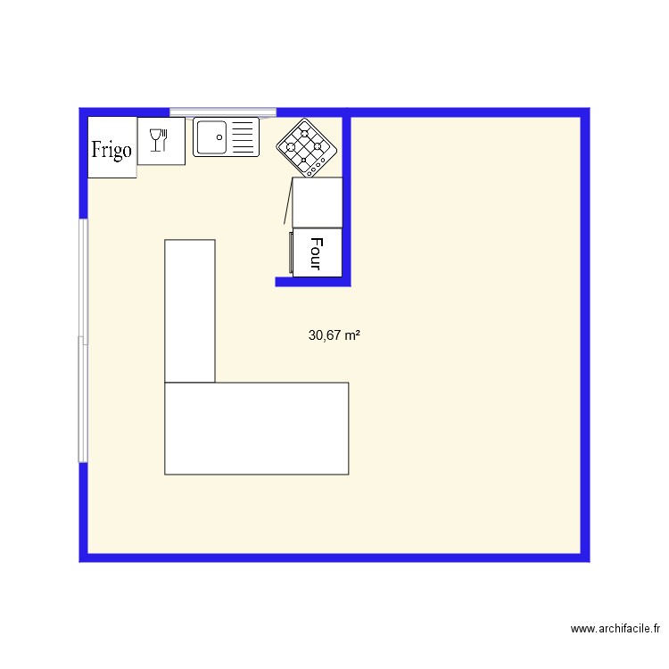 cuisine Céline. Plan de 1 pièce et 31 m2