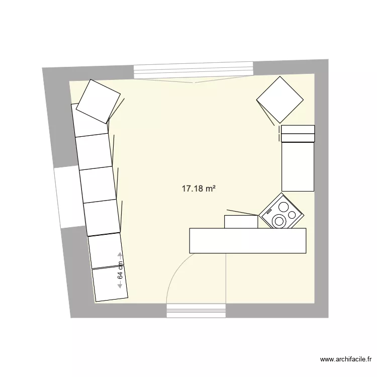 Villetrun Cuisine avec r&eacute;cup&eacute;ration. Plan de 