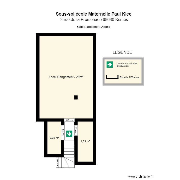Sous sol Paul Klee Reserve . Plan de 4 pièces et 42 m2