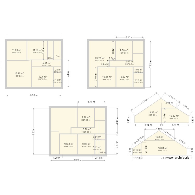 BERNADON Jacqueline. Plan de 33 pièces et 263 m2