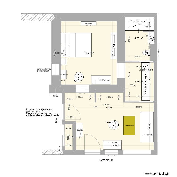 plan appart au 25 février. Plan de 6 pièces et 46 m2