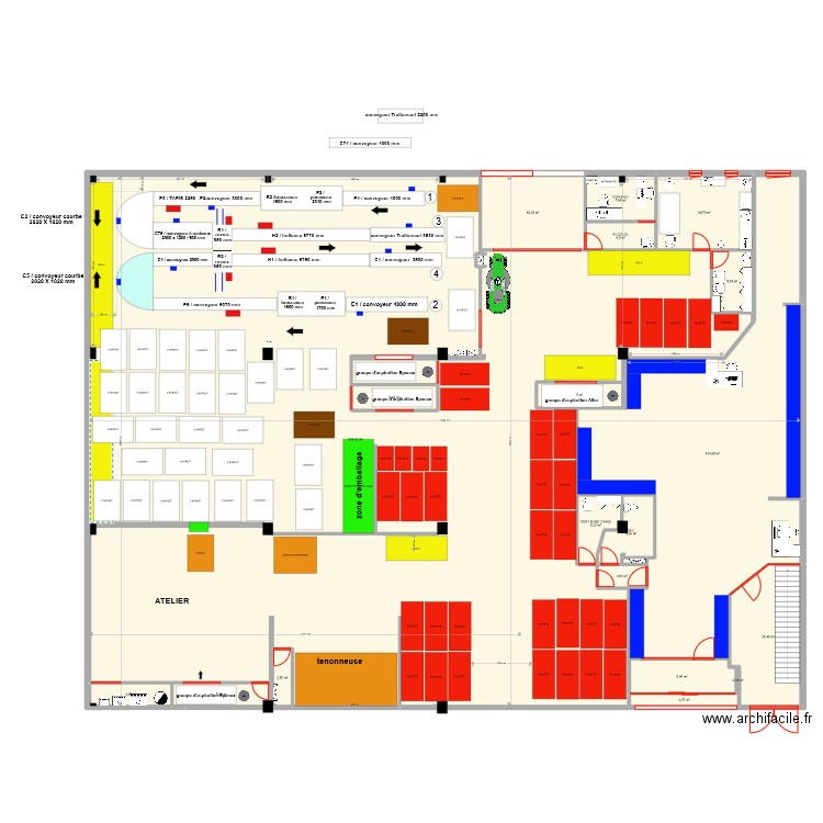 PROJET PASSAGE ATELIER 10/01/2023. Plan de 20 pièces et 892 m2